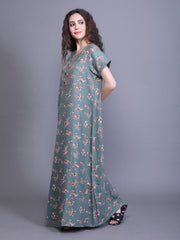 100% Cotton Nighty with Side Pocket | Printed