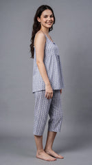 Evolove x Venus Women’s Rayon Capri Set | Soft Printed Nightwear | Effortless Comfort Loungewear (NCSRY3507BL)