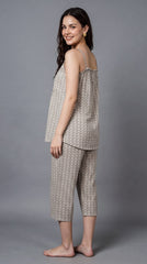 Evolove x Venus Women’s Rayon Capri Set | Premium Printed Sleepwear | Supersoft Comfortable Loungewear (NCSRY3504GR)