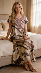 Alpine Long Nightgown for Women with Side Pocket | Soft Breathable Fabric | Printed Maxi Nighty | Comfortable Daily Wear
