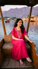 Designer Kashmiri Embroidered Long Nightgown for Women | Premium Bizzy Lizzy Fabric | Evolove  ( LNGBL3477HP )