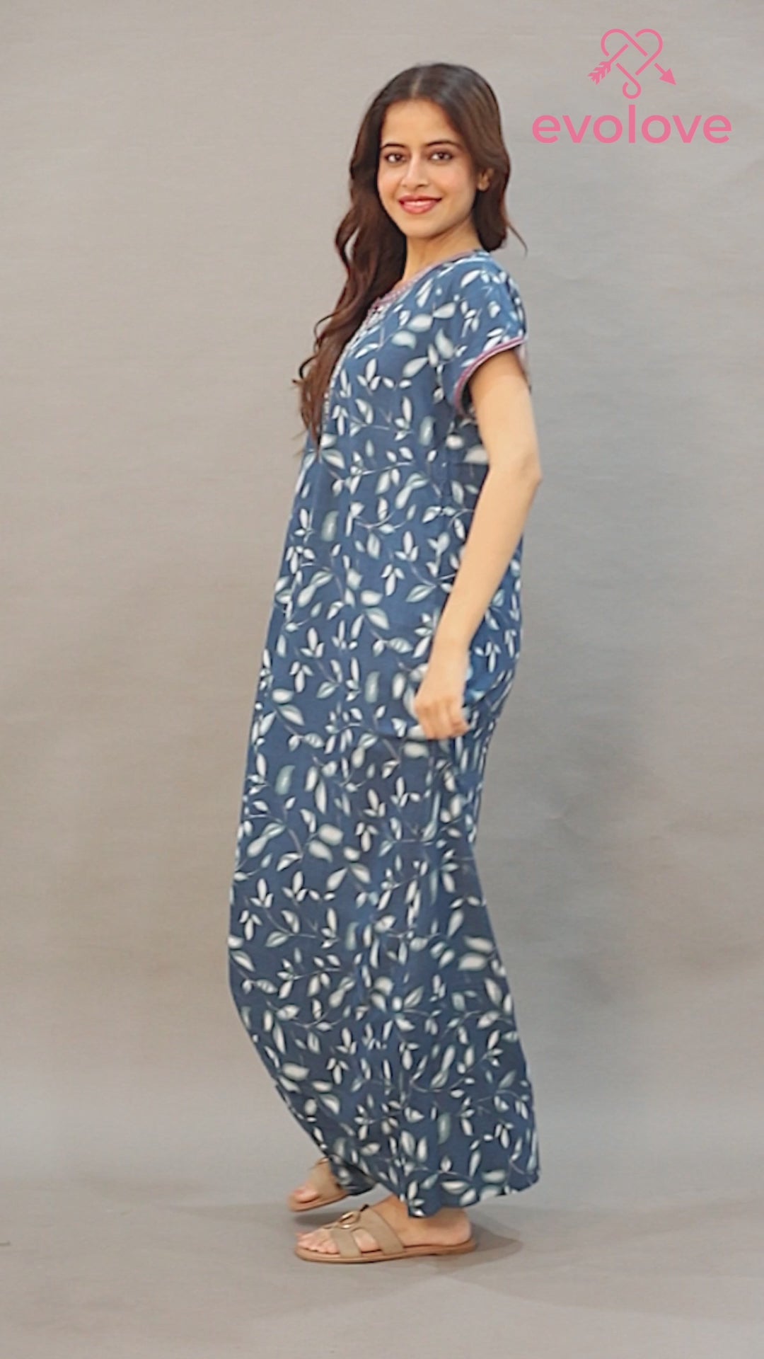 🌸 Evolove Women's Liva Viscose Maxi Nighty with Pocket – Super Soft & Comfortable