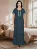 Evolove Women's 100% Cotton Printed Maxi Nighty Sleepwear Super Comfortable & Soft Cotton