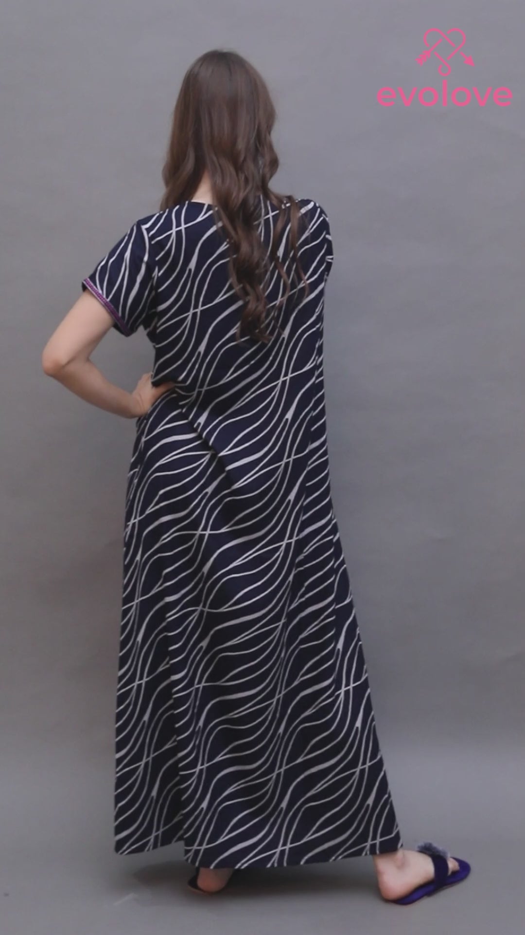 Alpine Long Nightgown for Women with Side Pocket | Soft Breathable Fabric | Printed Maxi Nighty | Comfortable Daily Wear