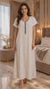 Women 100% Pure Rayon Embroidered Long Nightgown | Full Length Maxi Nighty | Soft Breathable Sleepwear with Pocket