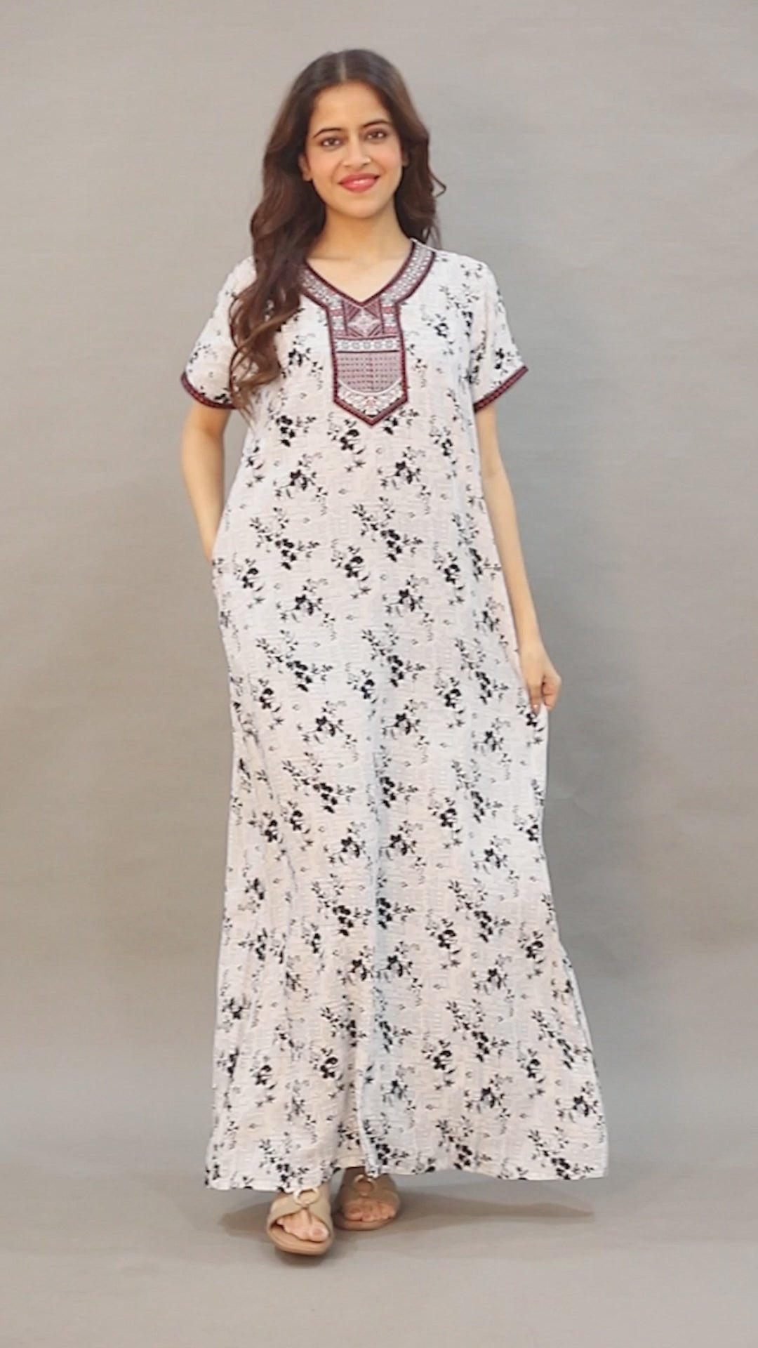 🌸 Evolove Women's Liva Viscose Maxi Nighty with Pocket – Super Soft & Comfortable