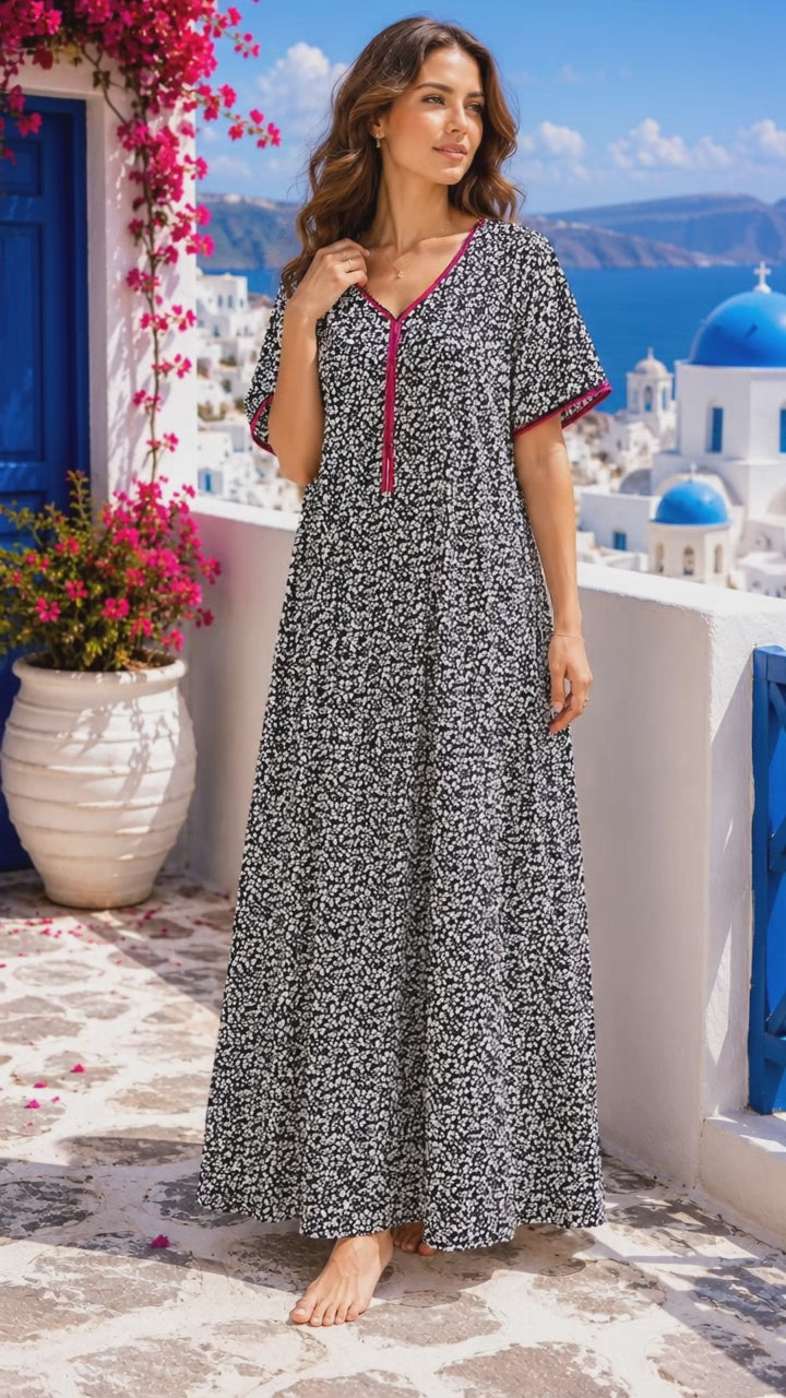 TENCEL™ × Bamboo Luxury Fabric – long nightgown Ultra-Soft, Silky, Breathable & Eco-Friendly. Our most comfortable ever in tonal embroideries for that minimal look,