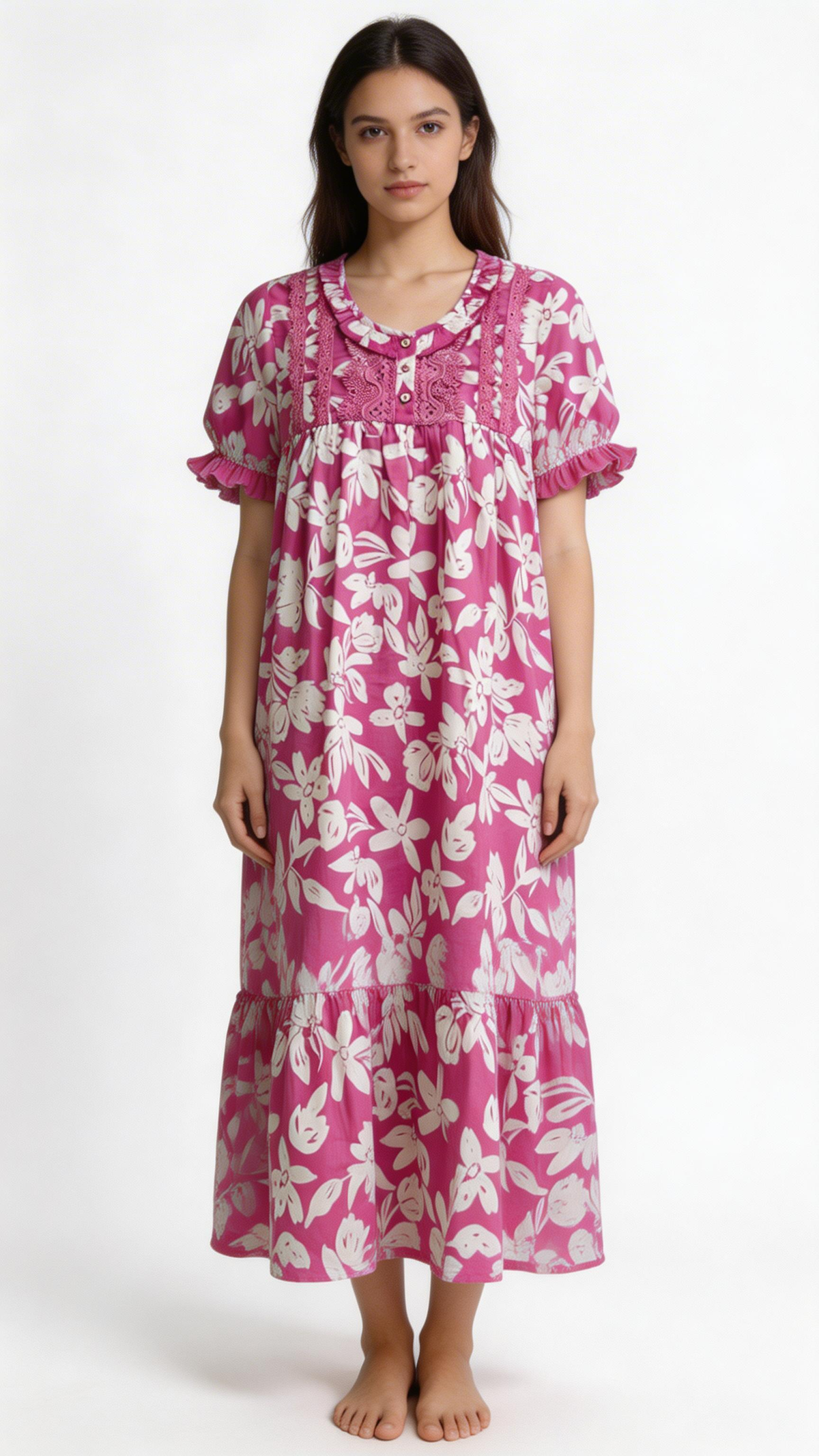 TENCEL™ × Bamboo Luxury Fabric –  Short midi Nightgown ,Ultra-Soft, Silky, Breathable & Eco-Friendly. Our most comfortable ever.