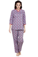 Floral  Woven Top & Pyjama Set