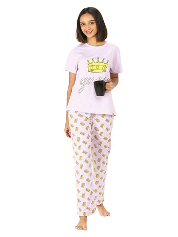 Evolove Women's Pyjama Set Cotton | T-Shirt Pyjama Set for Women Night Wear for Daily Use with Pockets & Pants Super Soft Comfortable (S to 2XL Size)