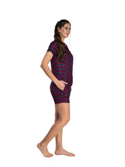 Womens New Yarn Dyed Shirts & Shorts Set with Pocket Viscose Liva Button Nightwear - So Comfortable