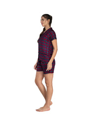 Womens New Yarn Dyed Shirts & Shorts Set with Pocket Viscose Liva Button Nightwear - So Comfortable