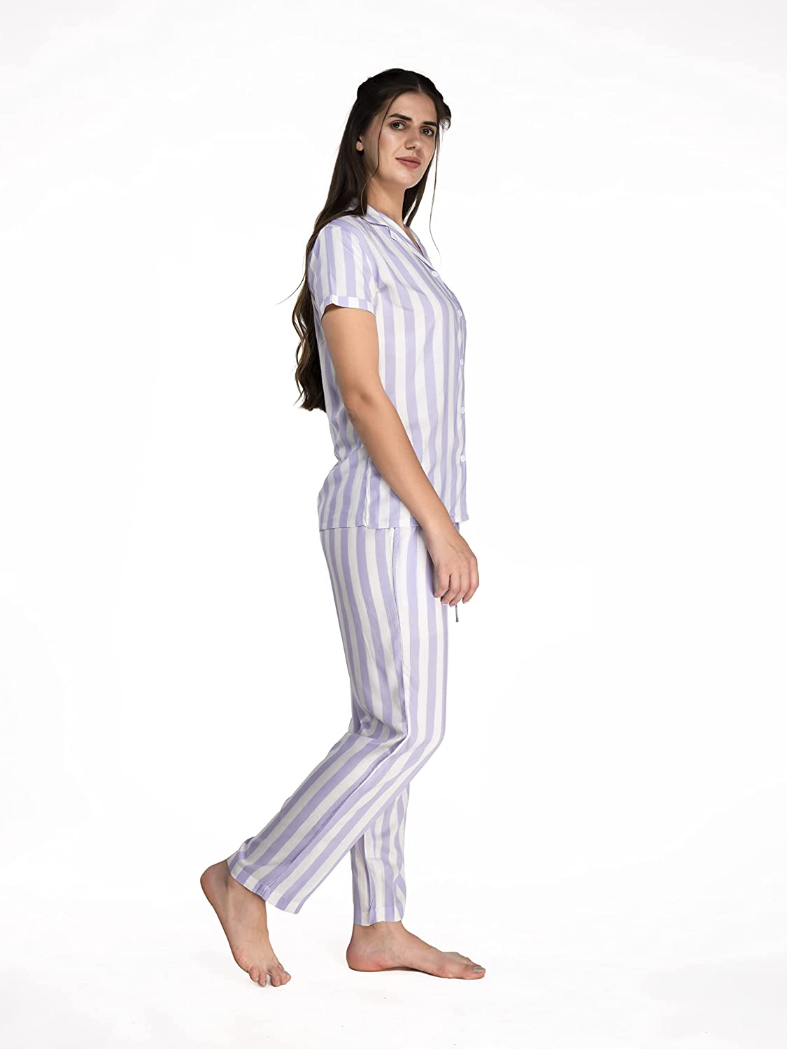 Evolove Women Pyjama & Top Set with Pockets Night Wear Daily Use Viscose Liva Printed Dress Suit Sleep & Lounge Wear (S to 2XL Size)