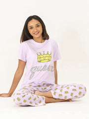 Pyjama Set 100% Cotton | T-Shirt Pyjama Set Night Wear for Daily Use with Pockets & Pants Super Soft Comfortable (S to 2XL Size)