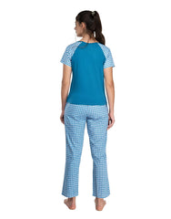 100% Cotton Pyjama Set with Reglan  Checks Printed Super Soft Top or Tshirts