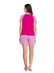 100% Cotton Tops or Tshirts & Shorts Set Elastic Waistb & with 2 Side Pockets  Checks Printed Super Soft Regular Night Suit Sleep Wear