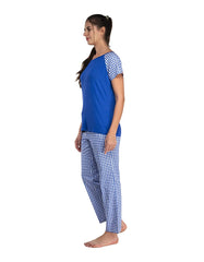 100% Cotton Pyjama Set with Reglan  Checks Printed Super Soft Top or Tshirts