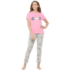 Evolove Women's Pyjama Set Cotton | Tshirt Pyjama Set for Women Night Wear for Daily Use with Pockets & Pants Super Soft Comfortable