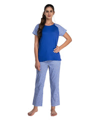 100% Cotton Pyjama Set with Reglan  Checks Printed Super Soft Top or Tshirts