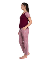 100% Cotton Pyjama Set with Reglan  Checks Printed Super Soft Top or Tshirts