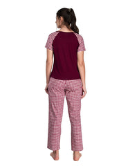 100% Cotton Pyjama Set with Reglan  Checks Printed Super Soft Top or Tshirts