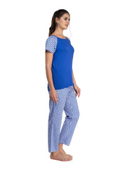 100% Cotton Pyjama Set with Reglan  Checks Printed Super Soft Top or Tshirts