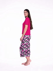 Loose Fit Pyjama Set with   2 Side Pockets & Viscose Liva Lycra Capris Leggings