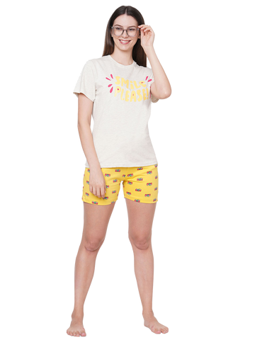 evolove Women's 100% Cotton Knits Printed Nightsuit (Shorts set) Get Free Eye Mask Inside of any design, sleepwear,soft and comfortable