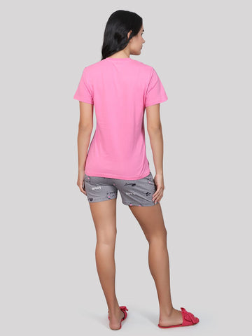 Women's 100% Cotton Shorts Set | Round Neck Half Sleeves Tshirt Shorts with Pockets Super Soft Comfortable