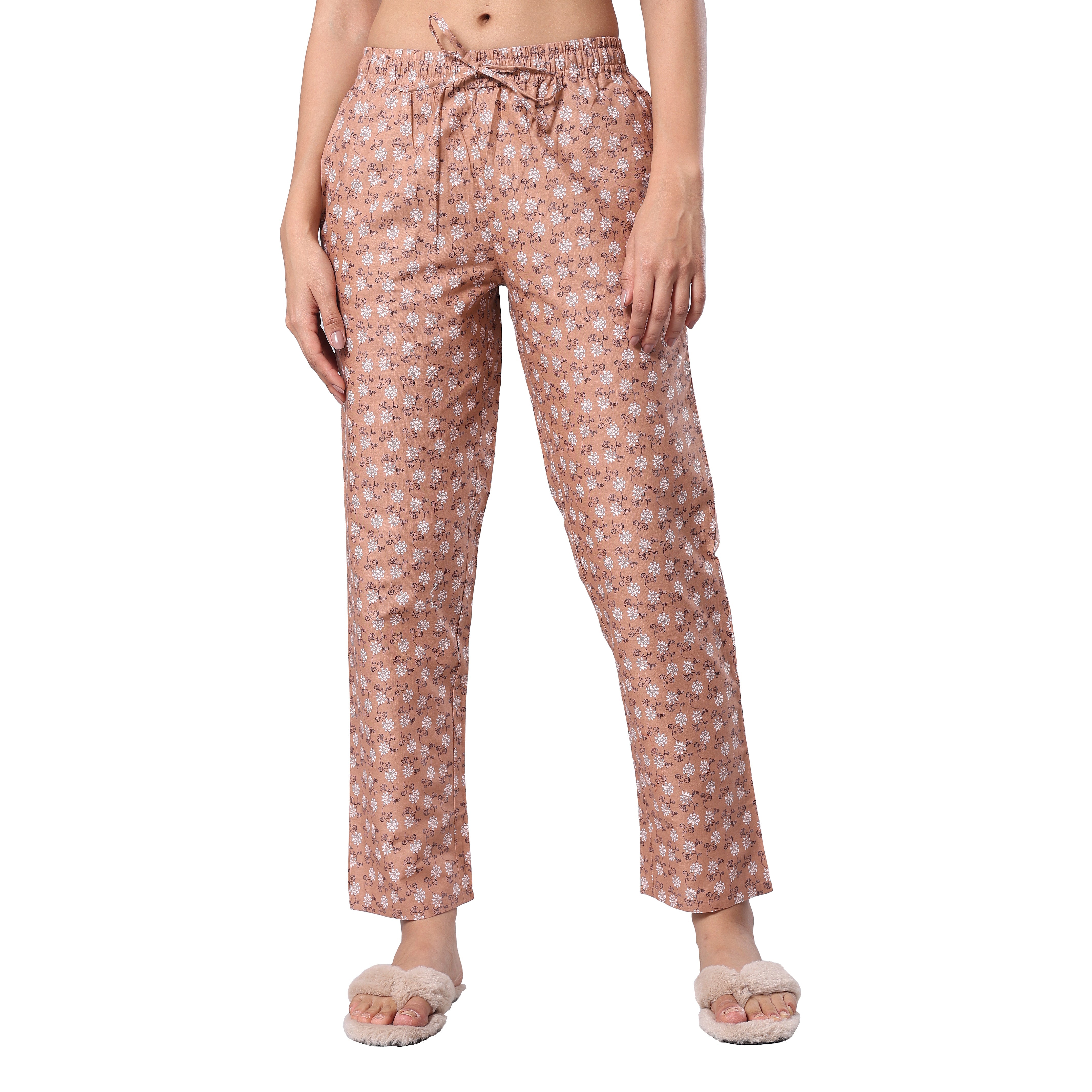 Evolove Women's Super Soft Comfortable Cotton Printed Pyjama Relaxed Lounge Pants with Pockets