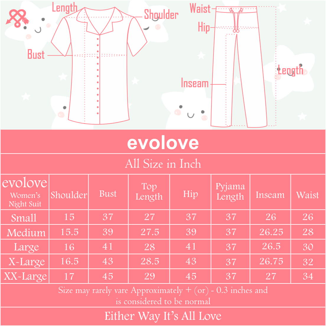 evolove Peach Round neck Stripes & Ice cream Print Women's (Pajama set) Night suit