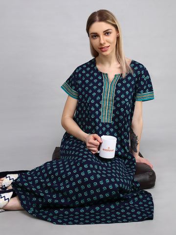 Evolove Womens Cotton Night Dress Long Nighty