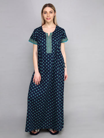 Evolove Womens Cotton Night Dress Long Nighty