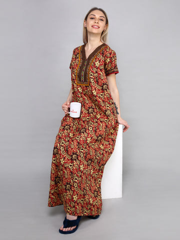 Evolove Womens Cotton Night Dress Long Nighty