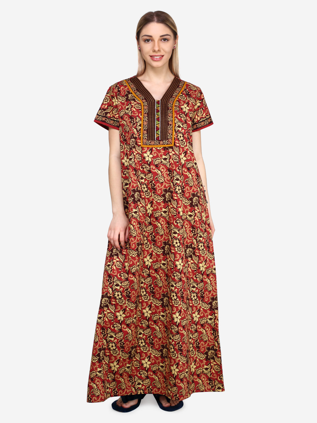 Evolove Womens Cotton Night Dress Long Nighty
