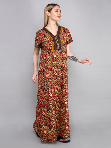 Evolove Womens Cotton Night Dress Long Nighty