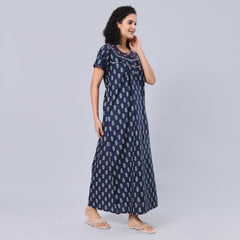 Evolove Women's 100% Cotton Printed Maxi Nighty Sleepwear Super Comfortable & Soft Cotton