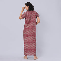 Evolove Women's 100% Cotton Printed Maxi Nighty Sleepwear Super Comfortable & Soft Cotton