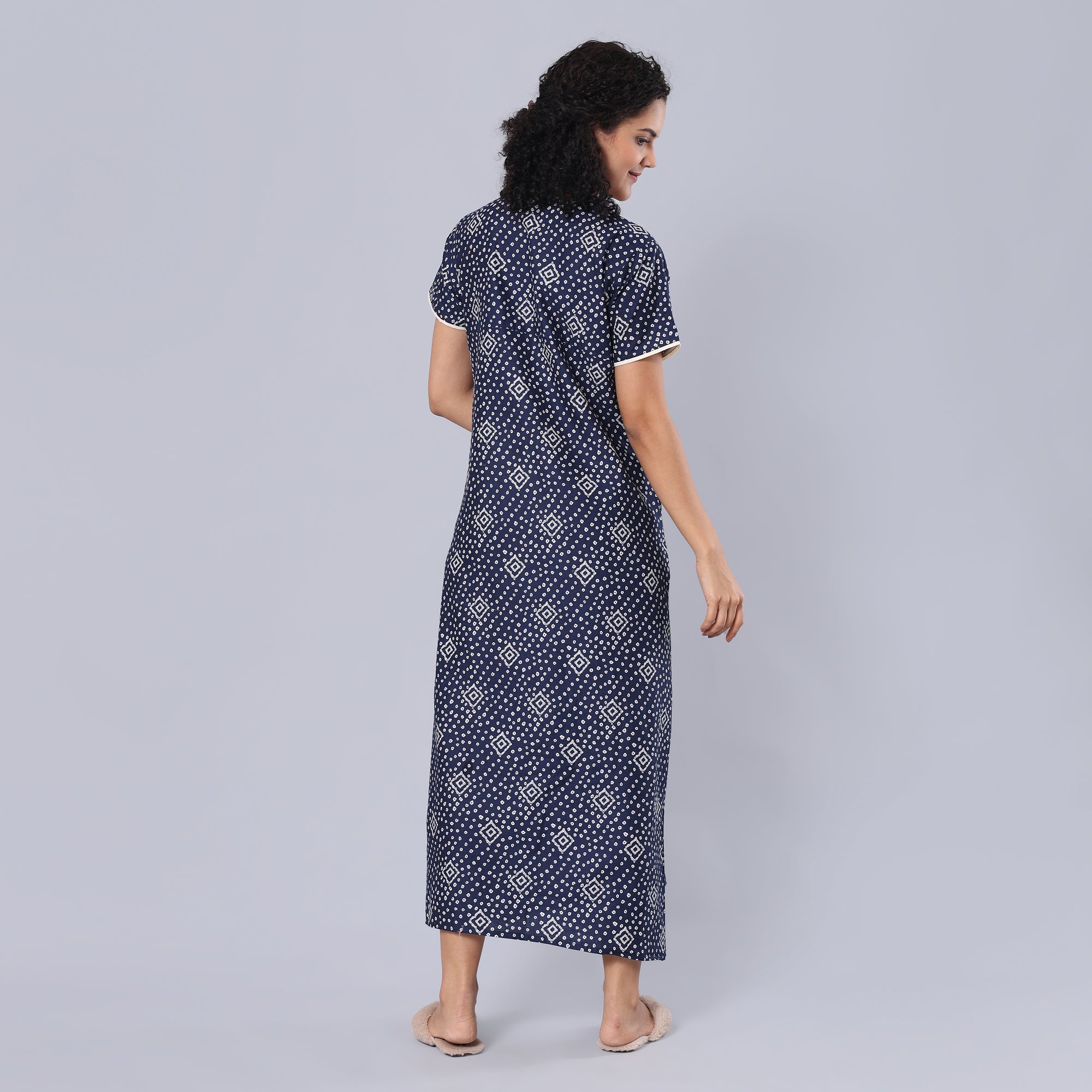 Evolove Women's 100% Cotton Printed Maxi Nighty Sleepwear Super Comfortable & Soft Cotton