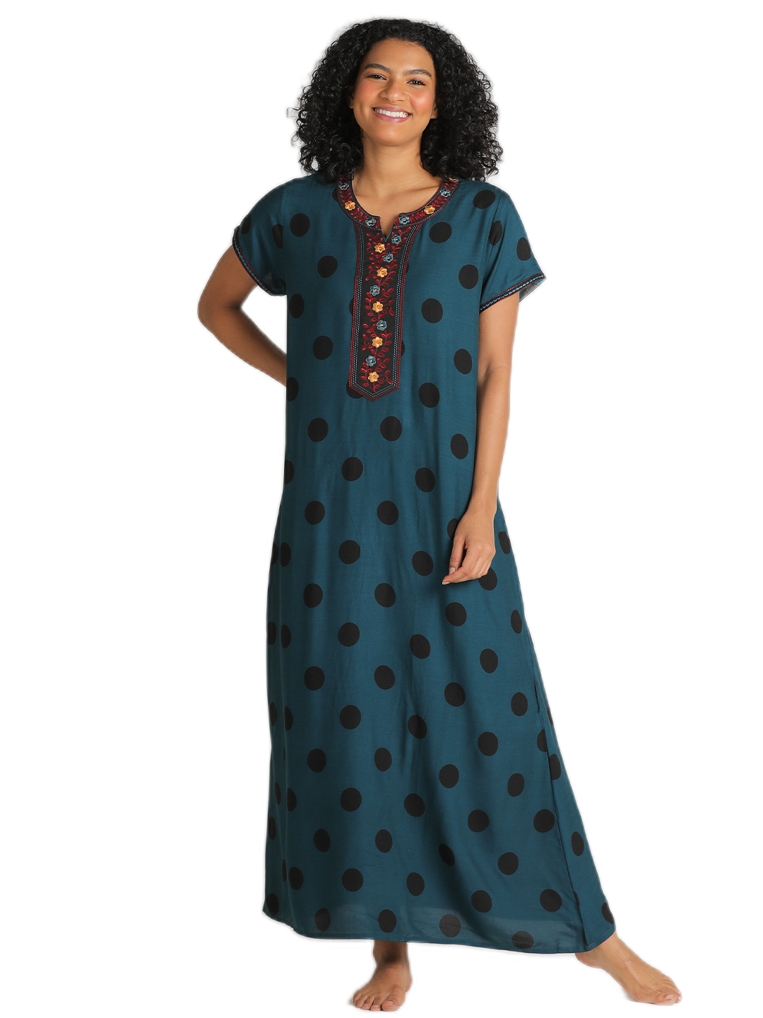Evolove Loose Fit Nighty Long Maxi Sleepwear Nightgown for Women's or Ladies with Stylish Rayon Printed Super Soft Comfortable Design