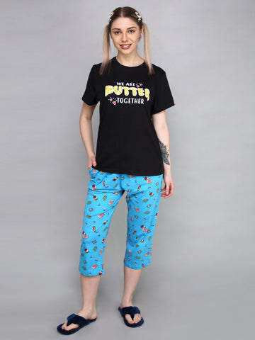 Evolove Cotton Womens Night Suit (Capri Set)