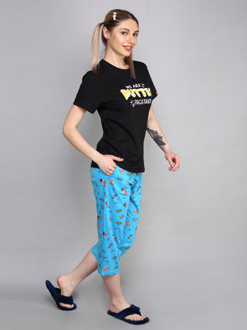 Evolove Cotton Womens Night Suit (Capri Set)