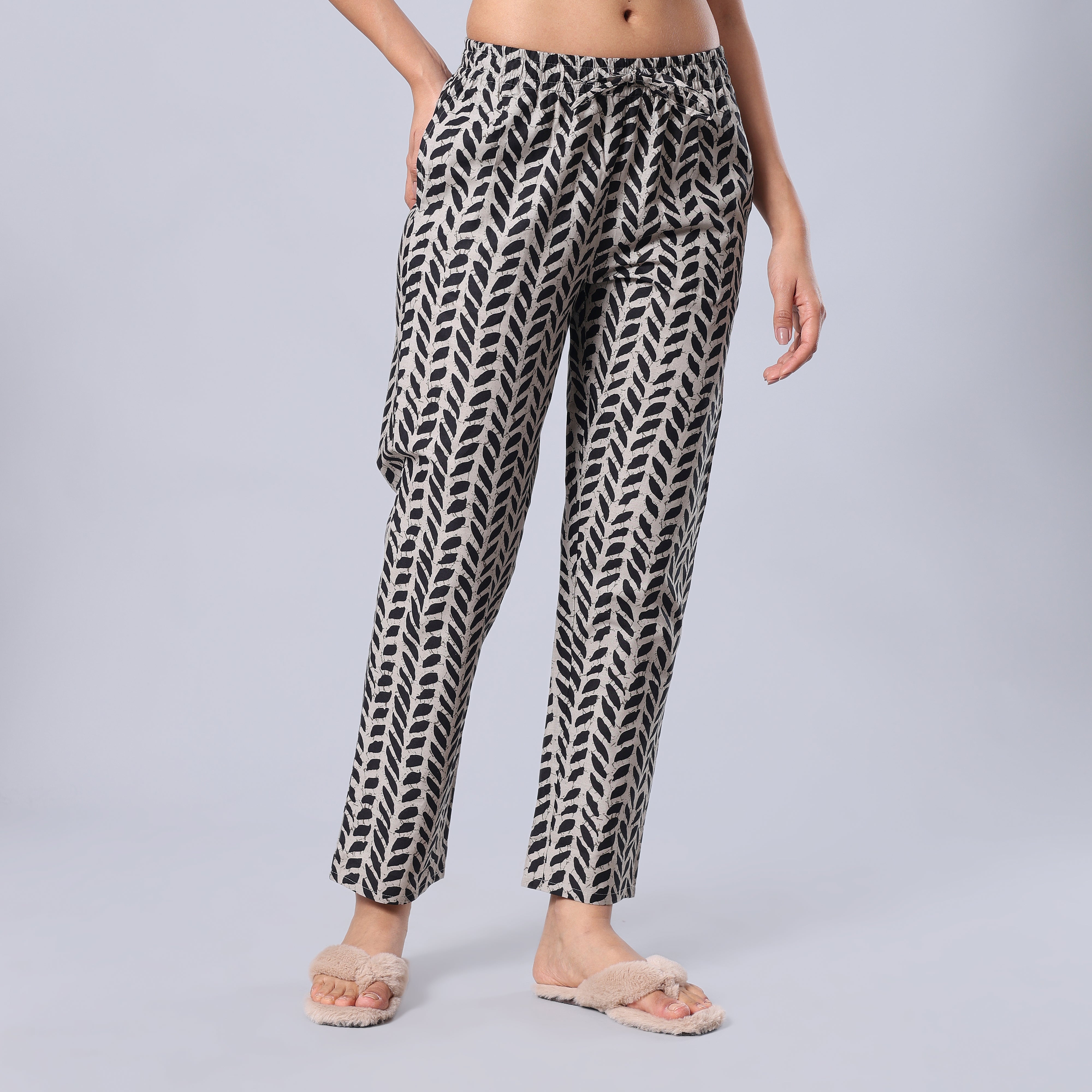 Evolove Women's Super Soft Comfortable Cotton Printed Pyjama Relaxed Lounge Pants with Pockets