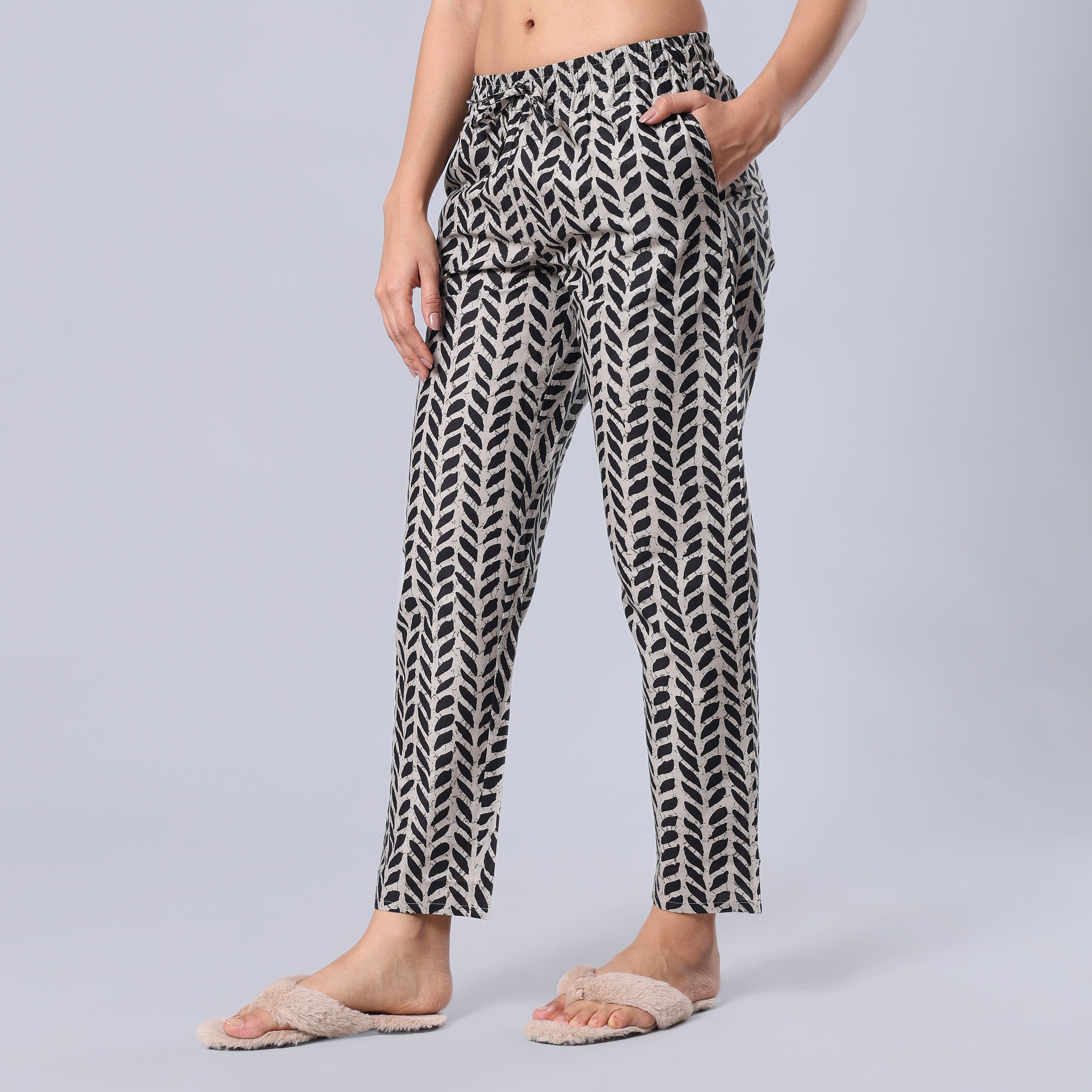 Evolove Women's Super Soft Comfortable Cotton Printed Pyjama Relaxed Lounge Pants with Pockets