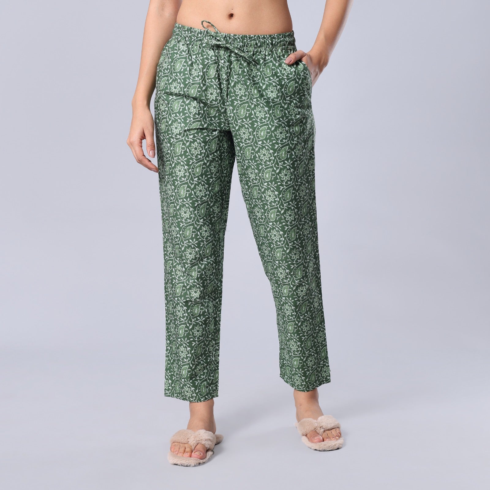 Evolove Women's Super Soft Comfortable Cotton Printed Pyjama Relaxed Lounge Pants with Pockets