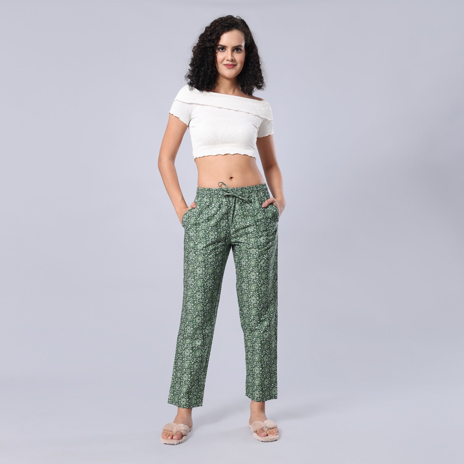 Evolove Women's Super Soft Comfortable Cotton Printed Pyjama Relaxed Lounge Pants with Pockets