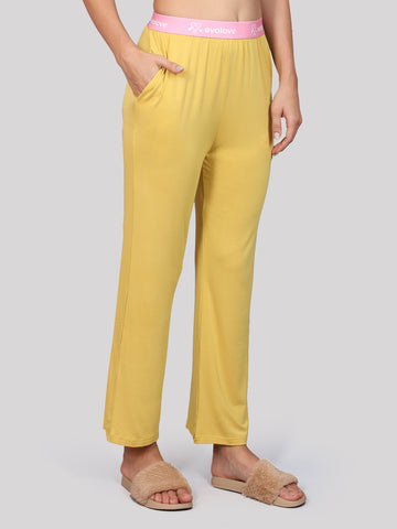 Evolove Women's Micro Modal Solid Pyjama Relaxed Lounge Pants with Pockets Super Soft Comfortable