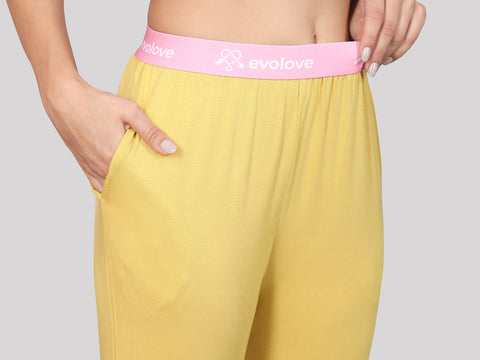 Evolove Women's Micro Modal Solid Pyjama Relaxed Lounge Pants with Pockets Super Soft Comfortable