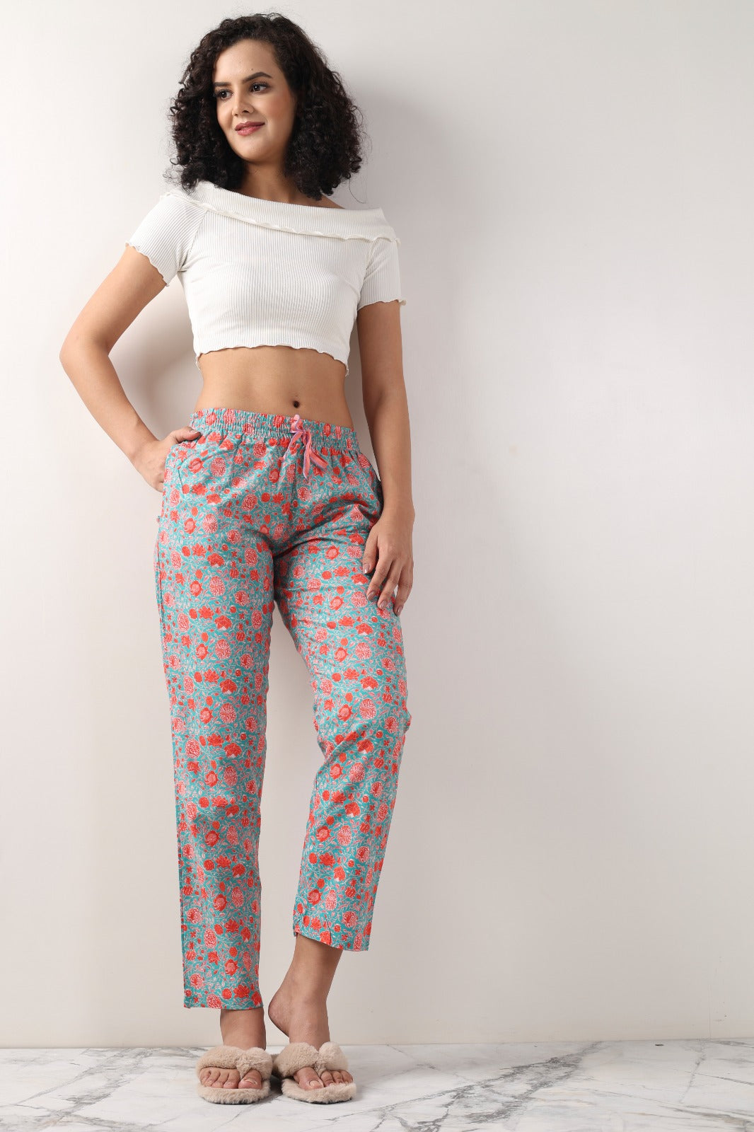 Evolove Women's Super Soft Comfortable Cotton Printed Pyjama Relaxed Lounge Pants with Pockets