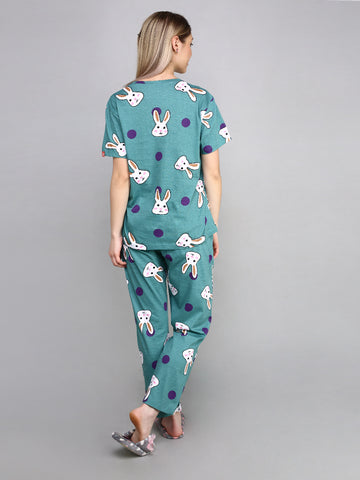 Evolove Cotton Womens Night Suit (Pajama Set)